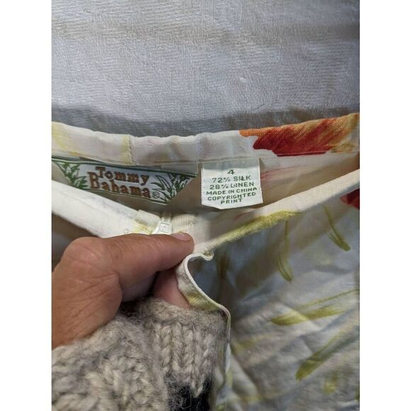 Tommy Bahama Silk Linen Beach Resort Set Button Tank Cropped Pant Small 4 6 - Picture 9 of 13